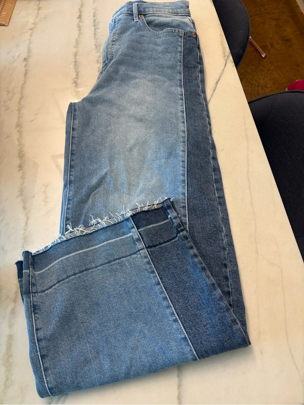 Jessica Simpson Freesia Two-Tone Wide-Leg Cotton Blend Jeans Sz 8 - Picture 4 of 8